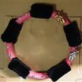 Quality Flower Pink PU Leather Car Steering Wheel Covers Velvet 15 Inch 38CM - Black