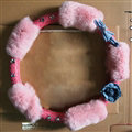 Quality Flower Pink PU Leather Car Steering Wheel Covers Velvet 15 Inch 38CM - Pink