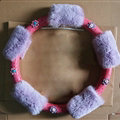 Quality Flower Pink PU Leather Car Steering Wheel Covers Velvet 15 Inch 38CM - Purple
