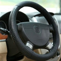 Snake Print Car Steering Wheel Cover Genuine Leather 15 Inch 38CM - Black