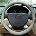 Snake Print Car Steering Wheel Cover Genuine Leather 15 Inch 38CM - Grey