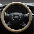 Unique Auto Steering Wheel Wrap Genuine Leather 15 Inch 38CM - Beige