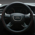 Unique Auto Steering Wheel Wrap Genuine Leather 15 Inch 38CM - Black