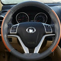 Unique Car Steering Wheels Covers Cowhide Genuine Leather 15 Inch 38CM - Grey Brown