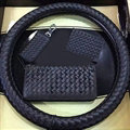 Unique Knitting Car Steering Wheel Wrap Genuine Leather 15 Inch 38CM - Black