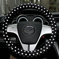 Cheapest Polka Dot Auto Steering Wheel Wrap Velvet 15 Inch 38CM - Black White