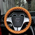 Cheapest Polka Dot Auto Steering Wheel Wrap Velvet 15 Inch 38CM - Orange