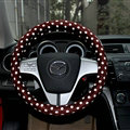 Cheapest Polka Dot Auto Steering Wheel Wrap Velvet 15 Inch 38CM - Red
