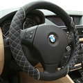 Classic Auto Steering Wheel Wrap Sheepskin Leather 15 Inch 38CM - Black
