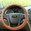 Classic Car Steering Wheel Covers Ice Silk PU Leather 15 Inch 38CM - Brown