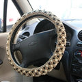 Colorful Beaded Car Steering Wheel Wrap Ice Silk 15 Inch 38CM - Gold