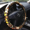 Colorful Butterfly Auto Steering Wheel Wrap PU Leather 15 Inch 38CM - Yellow