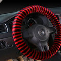 Colorful Car Steering Wheel Wrap Velvet 15 Inch 38CM - Black Red
