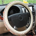 Discount Beaded Car Steering Wheel Cover Ice Silk 15 Inch 38CM - Yellow