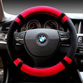 Discount Car Steering Wheel Wrap Velvet 15 Inch 38CM - Black Red