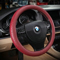 Elegant Car Steering Wheel Covers PU Leather 15 Inch 38CM - Red