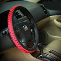 Elegant Green Rubber Car Steering Wheel Cover 15 Inch 38CM - Red