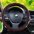 Exquisite Beaded Car Steering Wheel Cover 15 Inch 38CM - Red Beige