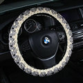 Exquisite Beaded Car Steering Wheel Cover Ice Silk 15 Inch 38CM - Grey