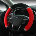 Exquisite Diamond Auto Steering Wheel Wrap Velvet 15 Inch 38CM - Red