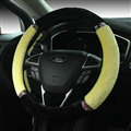 Exquisite Diamond Auto Steering Wheel Wrap Velvet 15 Inch 38CM - Yellow