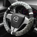 Exquisite Lozenge Pattern Auto Steering Wheel Wrap Velvet 15 Inch 38CM - Grey