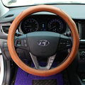 Fashion Auto Steering Wheel Wrap Genuine Leather 15 Inch 38CM - Brown