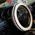 Fashion Beaded Car Steering Wheel Cover Ice Silk 15 Inch 38CM - Black