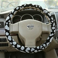 Free Leopard Print Auto Steering Wheel Covers Velvet 15 Inch 38CM - Grey
