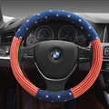 Free Polka Dot Auto Steering Wheel Wrap Velvet 15 Inch 38CM - Blue Red