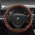 Free Polka Dot Auto Steering Wheel Wrap Velvet 15 Inch 38CM - Brown