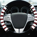 Fringe Car Steering Wheel Wrap Velvet 15 Inch 38CM - Red White