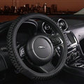 Fun Car Steering Wheel Wrap Ice Silk PU Leather 15 Inch 38CM - Black