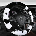 Fun Leopard Print Auto Steering Wheel Wrap Velvet 15 Inch 38CM - Black