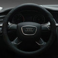 Funky Car Steering Wheel Covers Genuine Leather 15 Inch 38CM - Black
