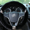 Funky Leopard Print Auto Steering Wheel Wrap Velvet 15 Inch 38CM - Black