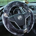 Funky Leopard Print Auto Steering Wheel Wrap Velvet 15 Inch 38CM - Grey