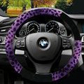 Good Leopard Print Auto Steering Wheel Wrap Velvet 15 Inch 38CM - Purple