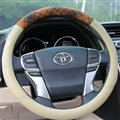 Inexpensive Auto Steering Wheel Wrap PU Leather 15 Inch 38CM - Beige