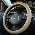 Luxury Car Steering Wheel Covers Cow Genuine Leather 15 Inch 38CM - Beige