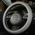 Luxury Car Steering Wheel Covers Cow Genuine Leather 15 Inch 38CM - Grey