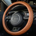 Luxury Car Steering Wheel Covers Cow Genuine Leather 15 Inch 38CM - Orange