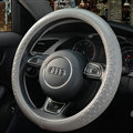 Luxury Car Steering Wheel Wrap Cow Genuine Leather 15 Inch 38CM - Grey