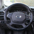 Pretty Auto Steering Wheel Covers Sheepskin Leather 15 Inch 38CM - Black