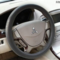 Pretty Auto Steering Wheel Wrap Cow Genuine Leather 15 Inch 38CM - Grey
