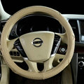 Pretty Car Steering Wheel Covers Sheepskin Leather 15 Inch 38CM - Beige