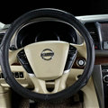 Pretty Car Steering Wheel Covers Sheepskin Leather 15 Inch 38CM - Black