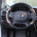 Pretty Car Steering Wheel Covers Sheepskin Leather 15 Inch 38CM - Brown