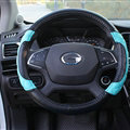 Pretty Car Steering Wheel Covers Sheepskin Leather 15 Inch 38CM - Electric Blue