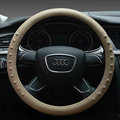 Pretty Dot Car Steering Wheel Covers Genuine Leather 15 Inch 38CM - Beige